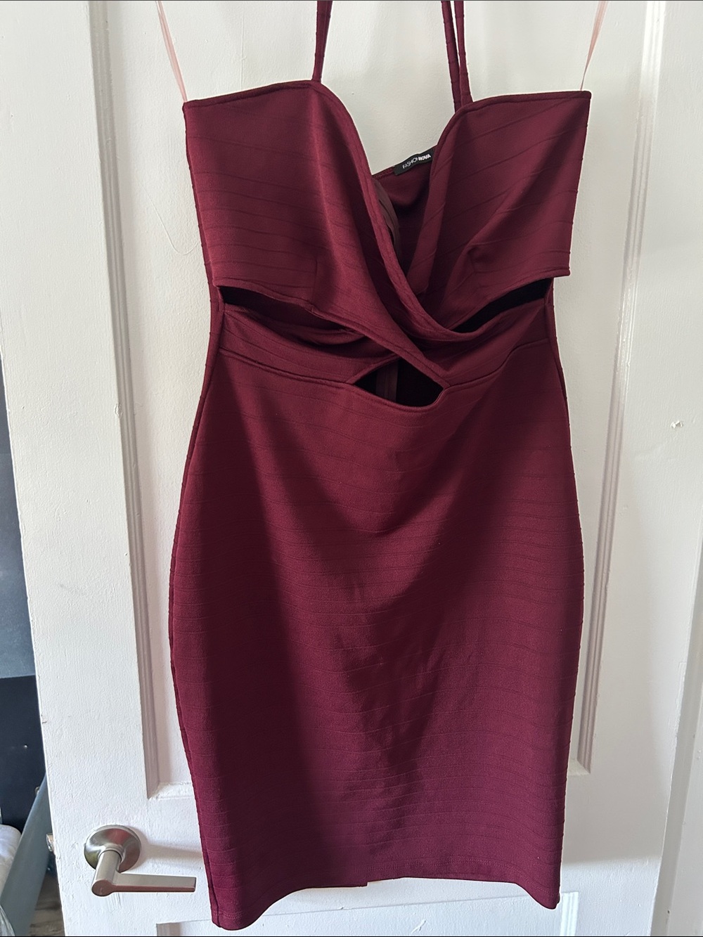 Fashion Nova Burgundy Cutout Bodycon Mini Dress